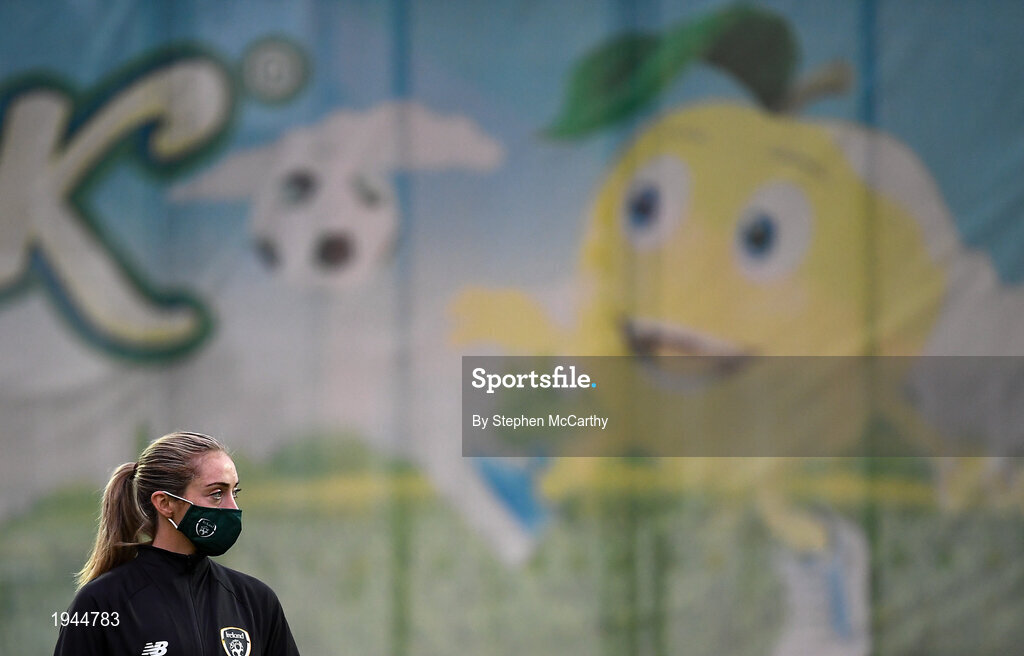 23 October 2020; Megan Connolly of Republic of Ireland ahead of the UEFA Women's EURO 2022 Qualifier match between Ukraine and Republic of Ireland at the Obolon Arena in Kyiv, Ukraine. Photo by Stephen McCarthy/Sportsfile