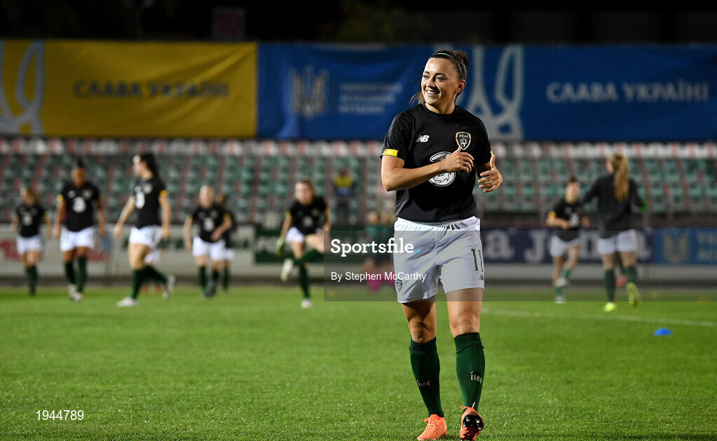 23 October 2020; Katie McCabe of Republic of Ireland ahead of the UEFA Women's EURO 2022 Qualifier match between Ukraine and Republic of Ireland at the Obolon Arena in Kyiv, Ukraine. Photo by Stephen McCarthy/Sportsfile