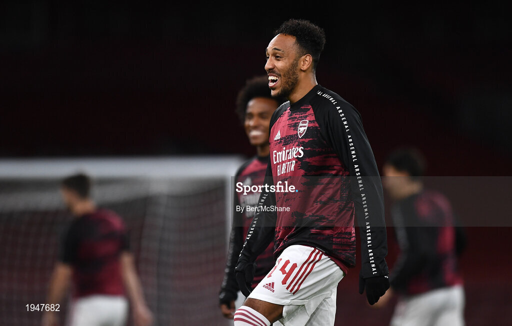 29 October 2020; Pierre-Emerick Aubameyang of Arsenal ahead of the UEFA Europa League Group B match between Arsenal and Dundalk at the Emirates Stadium in London, England. Photo by Ben McShane/Sportsfile