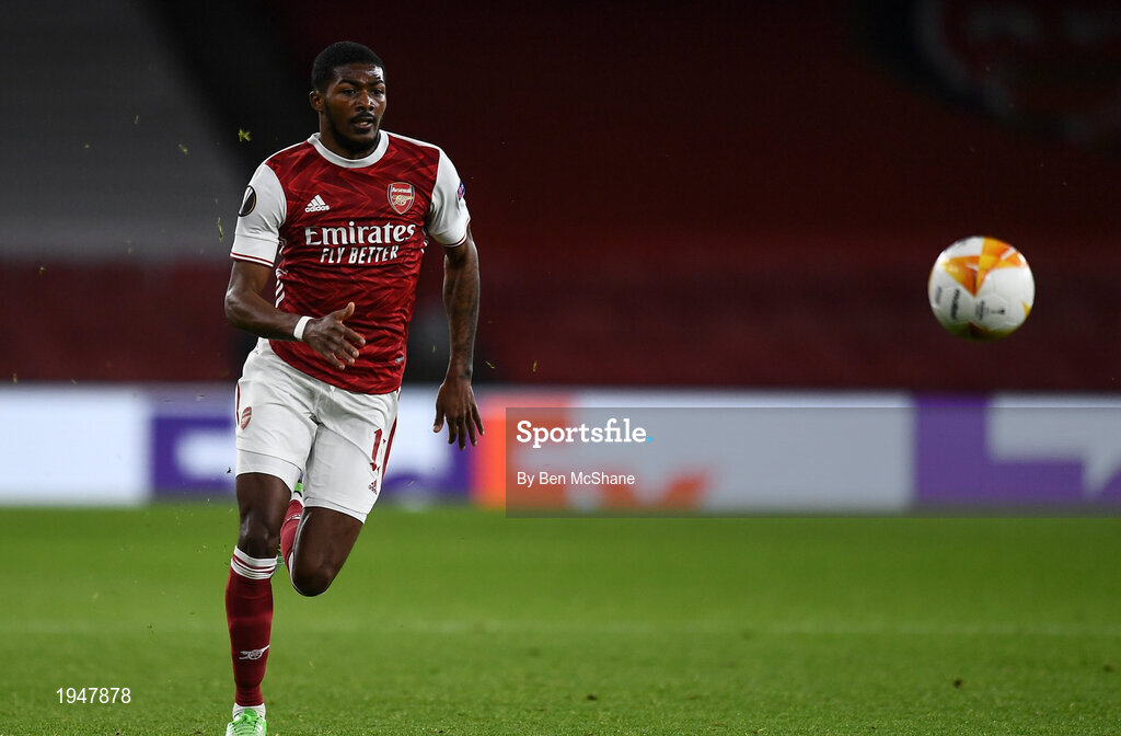 29 October 2020; Ainsley Maitland-Niles of Arsenal during the UEFA Europa League Group B match between Arsenal and Dundalk at the Emirates Stadium in London, England. Photo by Ben McShane/Sportsfile