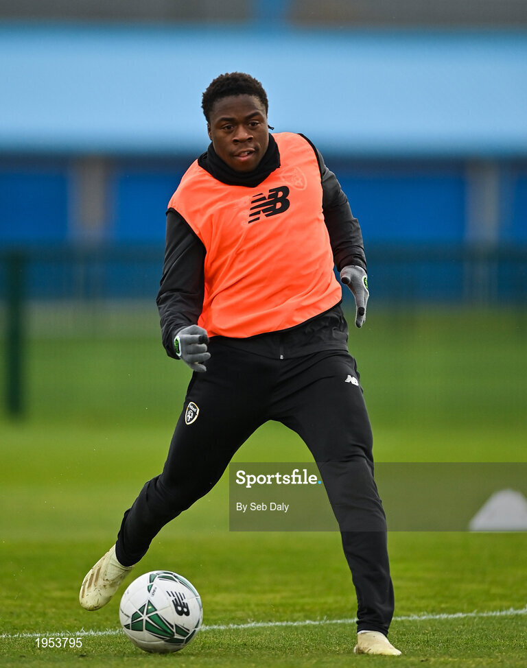 11 November 2020; Michael Obafemi during a Republic of Ireland U21 training session at the FAI National Training Centre in Abbotstown, Dublin. Photo by Seb Daly/Sportsfile