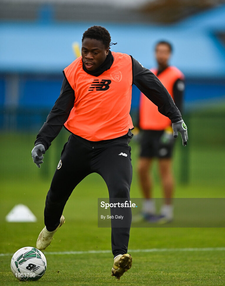 11 November 2020; Michael Obafemi during a Republic of Ireland U21 training session at the FAI National Training Centre in Abbotstown, Dublin. Photo by Seb Daly/Sportsfile