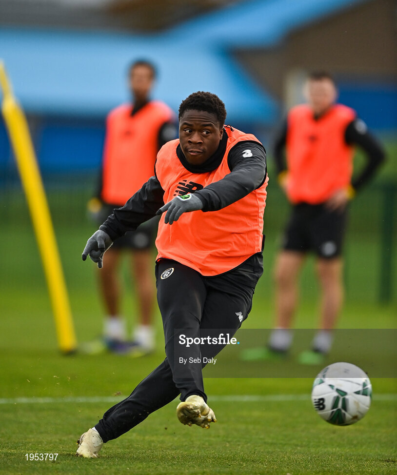 11 November 2020; Michael Obafemi during a Republic of Ireland U21 training session at the FAI National Training Centre in Abbotstown, Dublin. Photo by Seb Daly/Sportsfile
