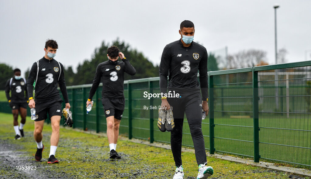11 November 2020; Gavin Bazunu arrives prior to a Republic of Ireland U21 training session at the FAI National Training Centre in Abbotstown, Dublin. Photo by Seb Daly/Sportsfile
