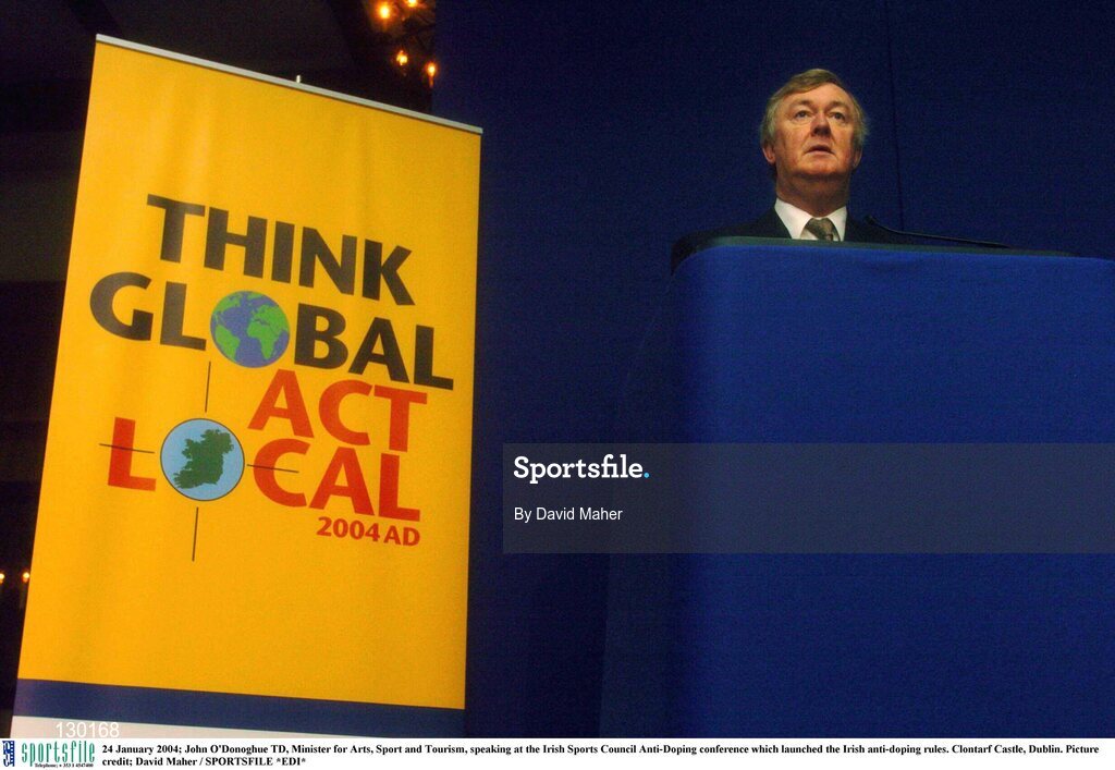 24 January 2004; John O'Donoghue TD, Minister for Arts, Sport and Tourism, speaking at the Irish Sports Council Anti-Doping conference which launched the Irish anti-doping rules. Clontarf Castle, Dublin. Picture credit; David Maher / SPORTSFILE *EDI*
