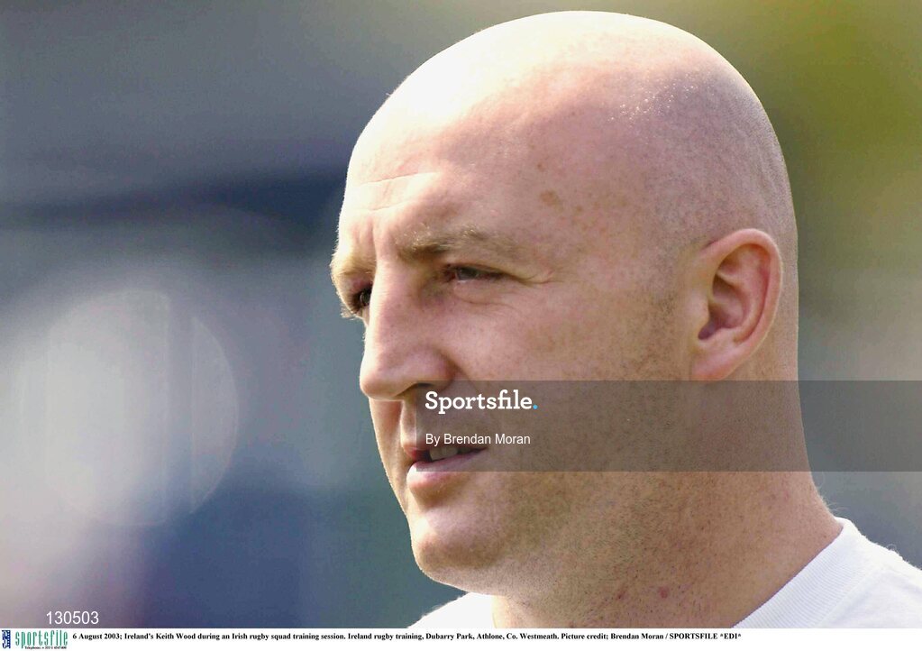 6 August 2003; Ireland's Keith Wood during an Irish rugby squad training session. Ireland rugby training, Dubarry Park, Athlone, Co. Westmeath. Picture credit; Brendan Moran / SPORTSFILE *EDI*