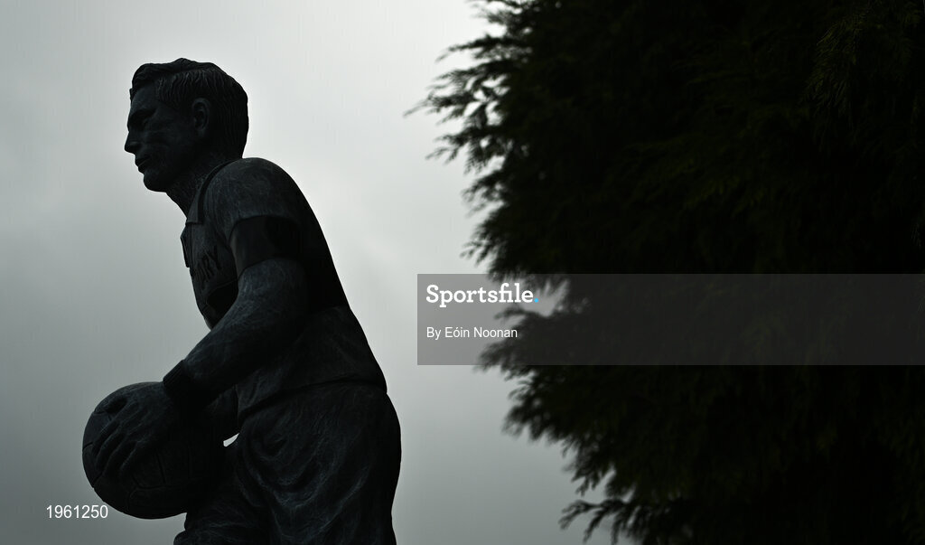26 November 2020; A statue, dedicated to Michael Hogan, the only player killed in the Bloody Sunday events of 1920 in Croke Park is seen in Grangemockler, Tipperary. On Sunday 21 November 1920, an attack by Crown Forces on the attendees at a challenge Gaelic Football match between Dublin and Tipperary during the Irish War of Independence resulted in 14 people being murdered. Along with the 13 supporters that lost their lives that day a Tipperary footballer, Michael Hogan, also died. The main stand in Croke Park, the Hogan Stand, was subsequently named after him. Photo by Eóin Noonan/Sportsfile