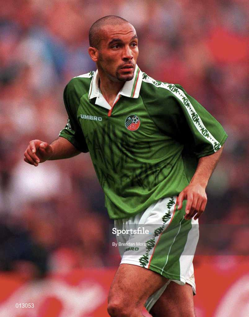 29 May 1996; Curtis Fleming of Republic of Ireland during the International Friendly match between Republic of Ireland and Portugal at Lansdowne in Dublin. Photo by Brendan Moran/Sportsfile