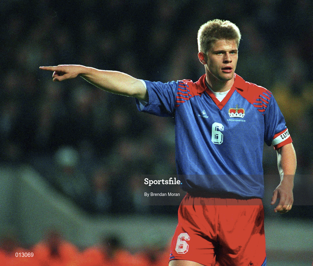 21 May 1997; Daniel Hasler of Liechtenstein during the FIFA World Cup 1998 Group 8 Qualifying match between Republic of Ireland and Liechtenstein at Lansdowne Road in Dublin. Photo by Brendan Moran/Sportsfile
