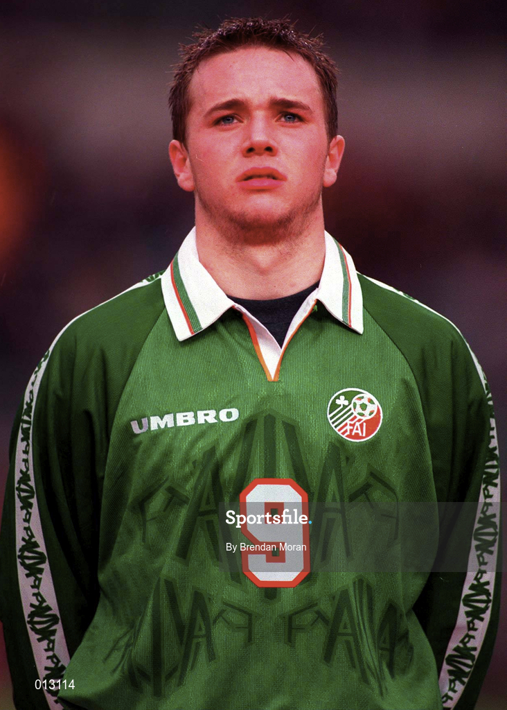 21 May 1997; David Connolly of Republic of Ireland during the FIFA World Cup 1998 Group 8 Qualifying match between Republic of Ireland and Liechtenstein at Lansdowne Road in Dublin. Photo by Brendan Moran/Sportsfile