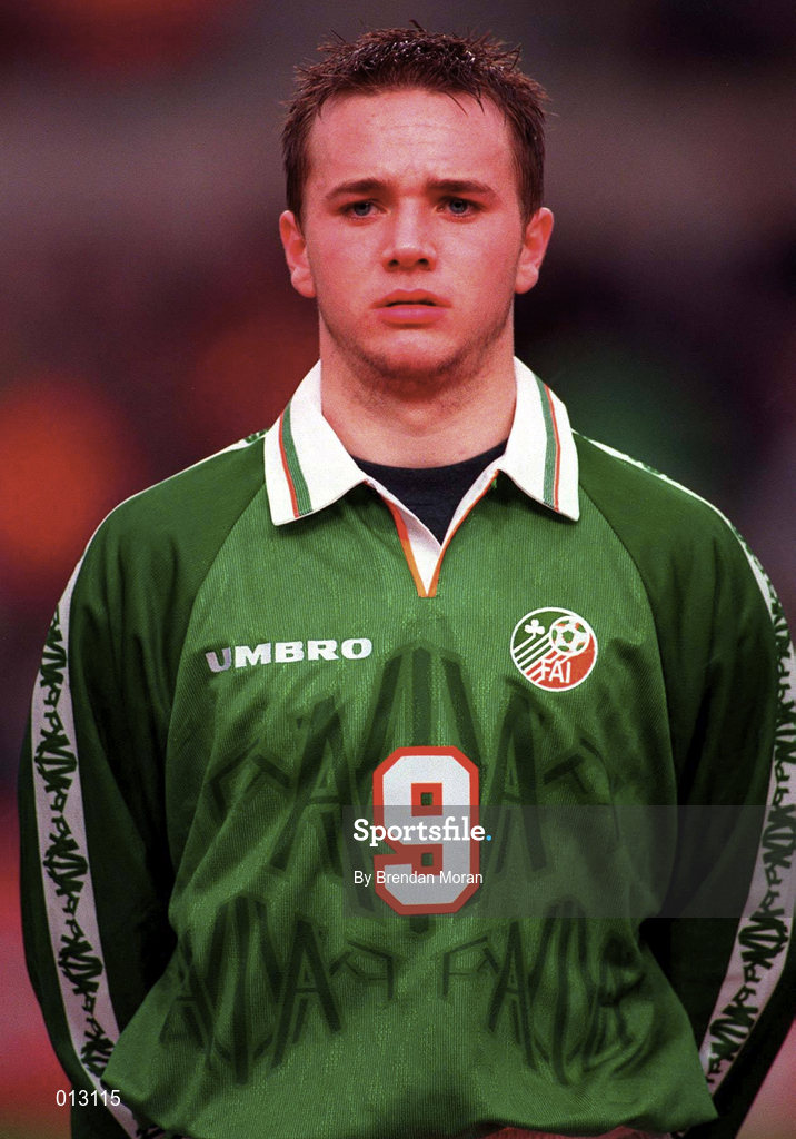 21 May 1997; David Connolly of Republic of Ireland during the FIFA World Cup 1998 Group 8 Qualifying match between Republic of Ireland and Liechtenstein at Lansdowne Road in Dublin. Photo by Brendan Moran/Sportsfile