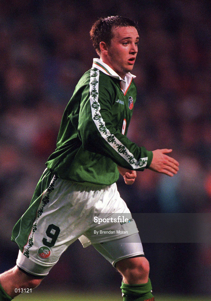 21 May 1997; David Connolly of Republic of Ireland during the FIFA World Cup 1998 Group 8 Qualifying match between Republic of Ireland and Liechtenstein at Lansdowne Road in Dublin. Photo by Brendan Moran/Sportsfile