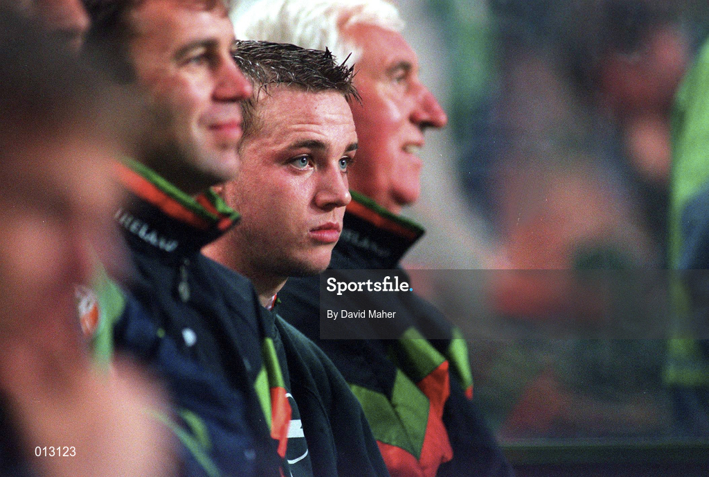 21 May 1997; David Connolly of Republic of Ireland during the FIFA World Cup 1998 Group 8 Qualifying match between Republic of Ireland and Liechtenstein at Lansdowne Road in Dublin. Photo by David Maher/Sportsfile
