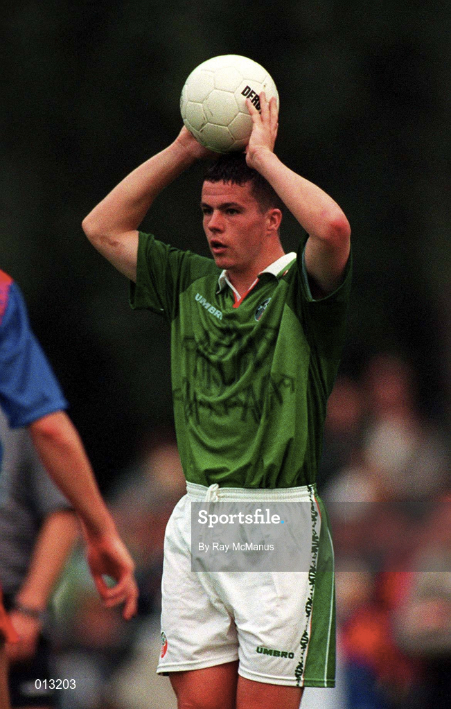 31 August 1996; Ian Harte of Republic of Ireland during the FIFA World Cup 1998 Group 8 Qualifying match between Liechtenstein and Republic of Ireland at Eschen-Mauren Sportpark, Eschen in Liechtenstein. Photo by Ray McManus/Sportsfile