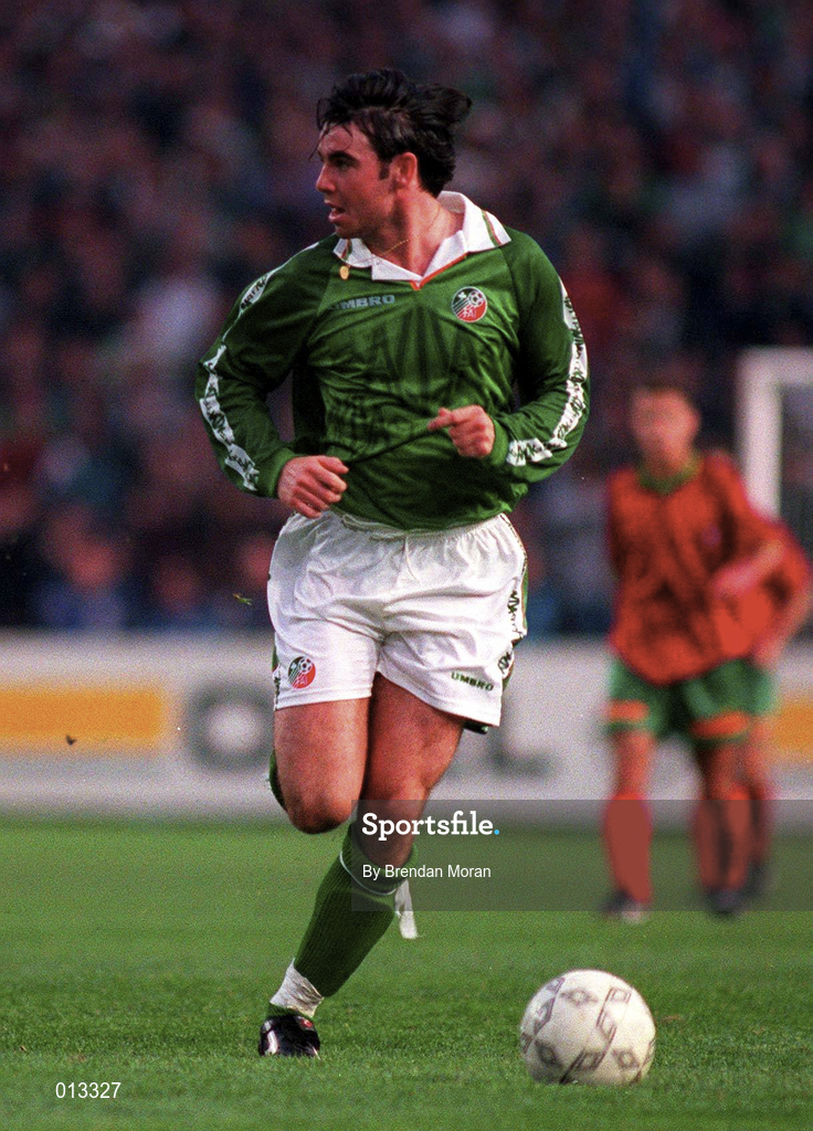29 May 1996; Keith O'Neill of Republic of Ireland during the International Friendly match between Republic of Ireland and Portugal at Lansdowne in Dublin. Photo by Brendan Moran/Sportsfile