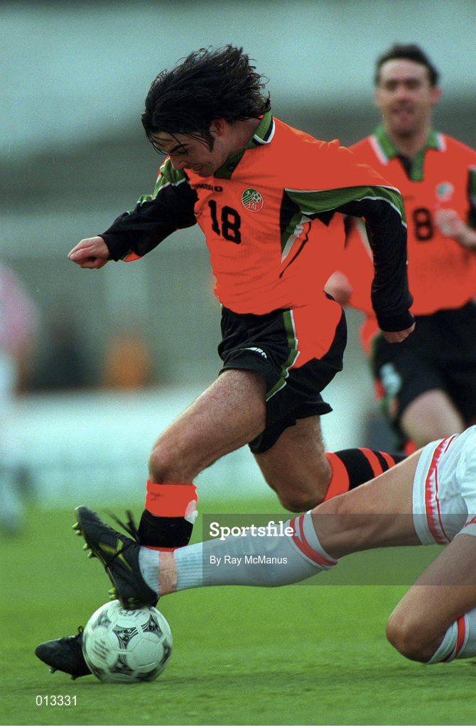 2 April 1997; Keith O'Neill of Republic of Ireland during the FIFA World Cup 1998 Group 8 Qualifying match between FYR Macedonia and Republic of Ireland at the City Stadium in Skopje, FYR Macedonia. Photo by Ray McManus/Sportsfile