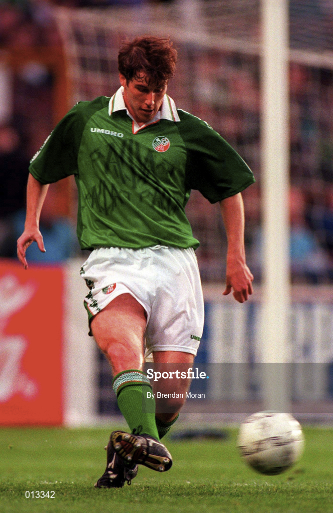 29 May 1996; Kenny Cunningham of Republic of Ireland during the International Friendly match between Republic of Ireland and Portugal at Lansdowne in Dublin. Photo by Brendan Moran/Sportsfile