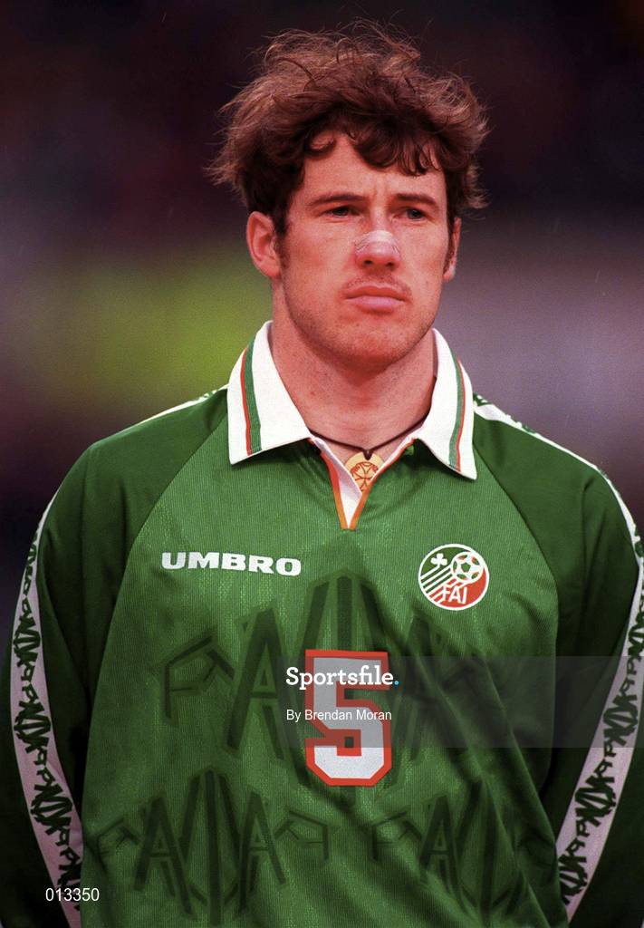 21 May 1997; Kenny Cunningham of Republic of Ireland during the FIFA World Cup 1998 Group 8 Qualifying match between Republic of Ireland and Liechtenstein at Lansdowne Road in Dublin. Photo by Brendan Moran/Sportsfile