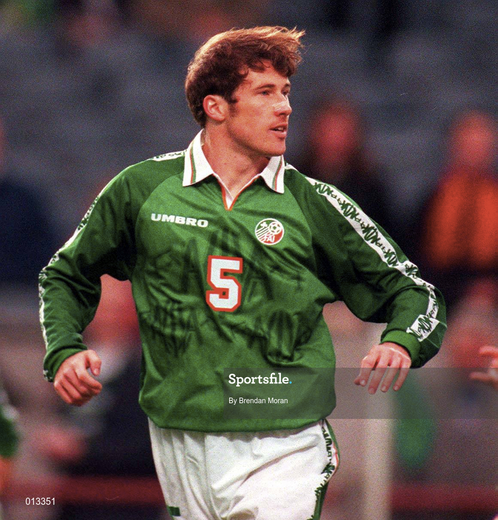 21 May 1997; Kenny Cunningham of Republic of Ireland during the FIFA World Cup 1998 Group 8 Qualifying match between Republic of Ireland and Liechtenstein at Lansdowne Road in Dublin. Photo by Brendan Moran/Sportsfile