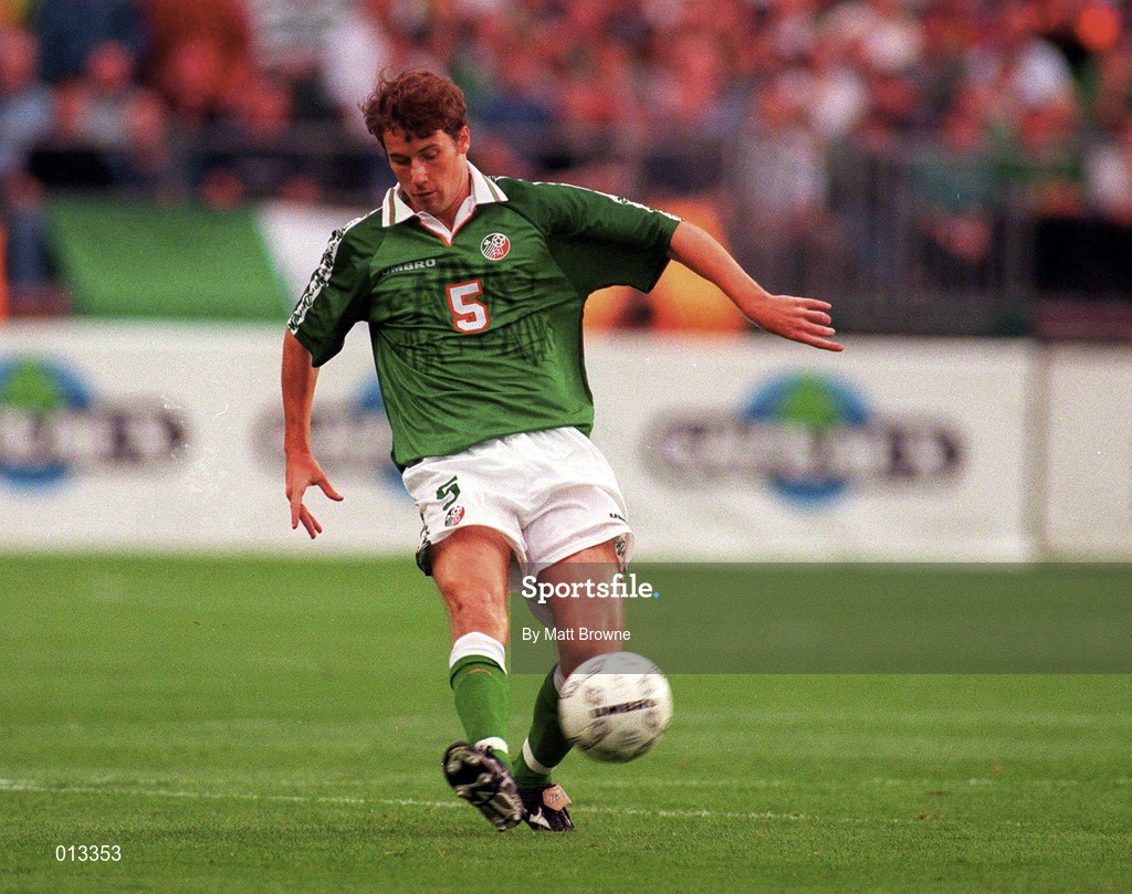 20 August 1997; Kenny Cunningham of Republic of Ireland during the FIFA World Cup 1998 Group 8 Qualifying match between Republic of Ireland and Lithuania at Lansdowne Road in Dublin. Photo by Matt Browne/Sportsfile