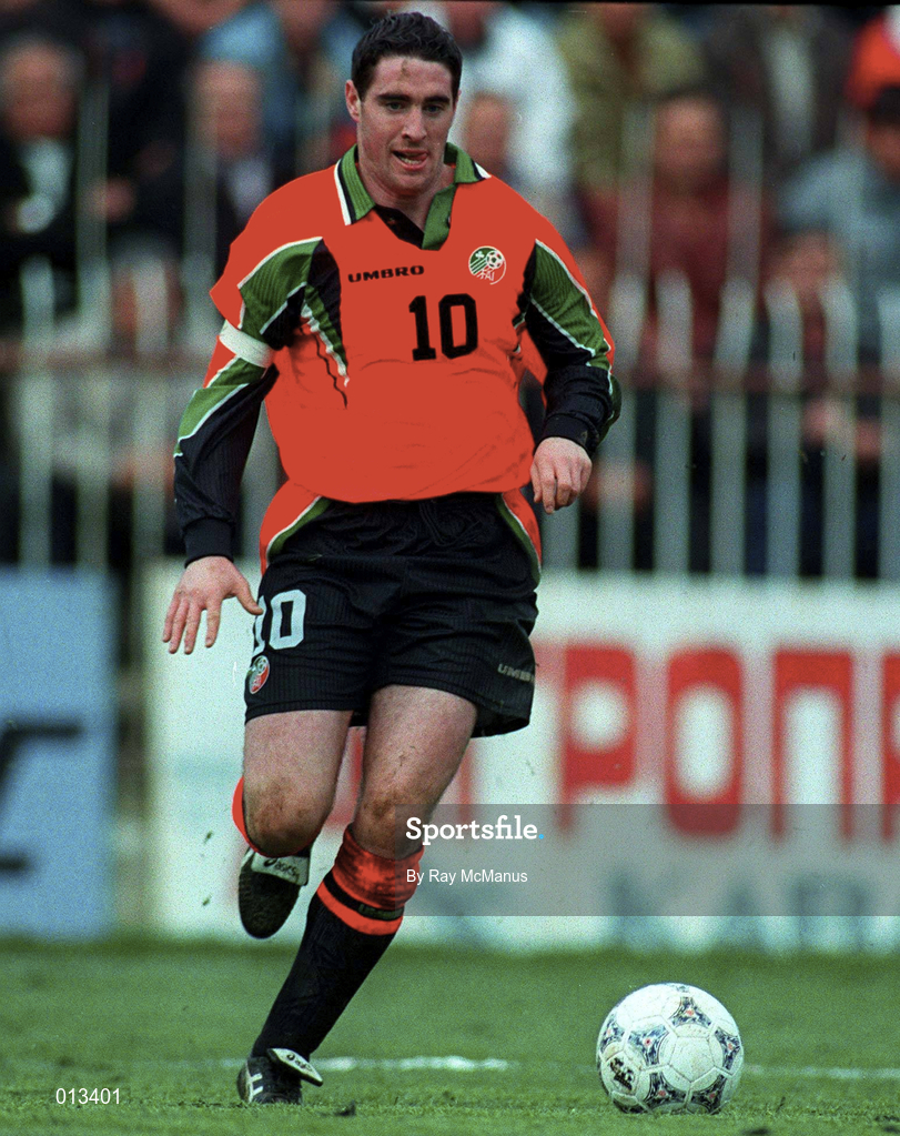 2 April 1997; Mark Kennedy of Republic of Ireland during the FIFA World Cup 1998 Group 8 Qualifying match between FYR Macedonia and Republic of Ireland at the City Stadium in Skopje, FYR Macedonia. Photo by Ray McManus/Sportsfile