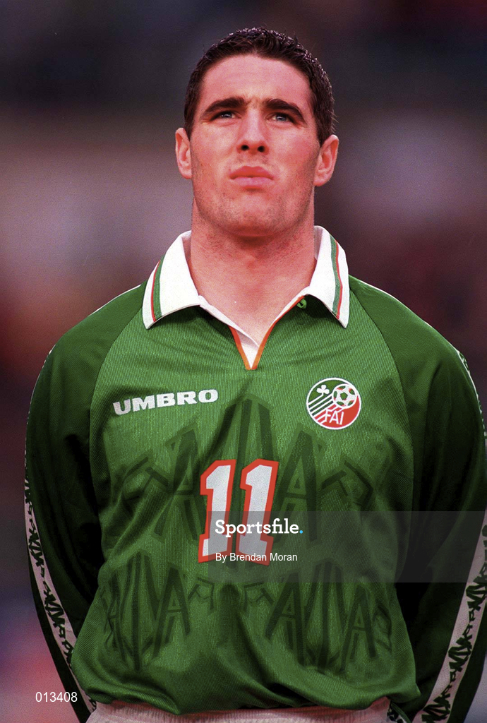 21 May 1997; Mark Kennedy of Republic of Ireland during the FIFA World Cup 1998 Group 8 Qualifying match between Republic of Ireland and Liechtenstein at Lansdowne Road in Dublin. Photo by Brendan Moran/Sportsfile