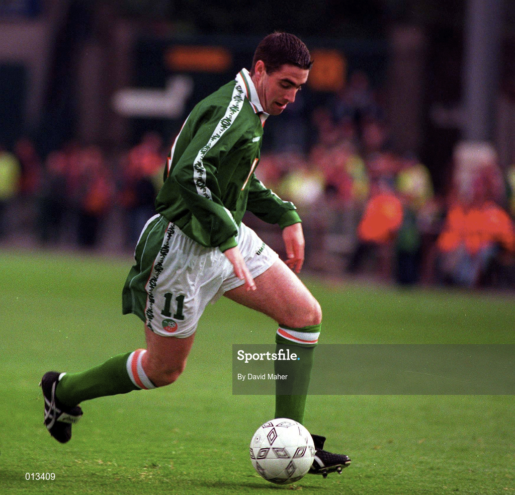 21 May 1997; Mark Kennedy of Republic of Ireland during the FIFA World Cup 1998 Group 8 Qualifying match between Republic of Ireland and Liechtenstein at Lansdowne Road in Dublin. Photo by David Maher/Sportsfile