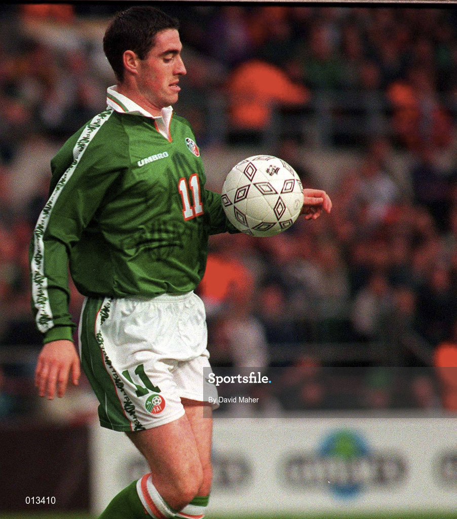 21 May 1997; Mark Kennedy of Republic of Ireland during the FIFA World Cup 1998 Group 8 Qualifying match between Republic of Ireland and Liechtenstein at Lansdowne Road in Dublin. Photo by David Maher/Sportsfile