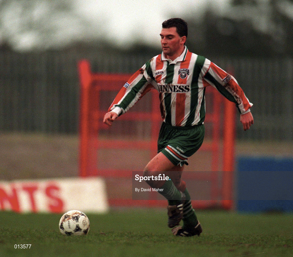 15 January 1995; Pat Morley of Cork City during the Bord Gáis League Cup match between Cork City and Dundalk at Turners Cross in Cork. Photo by David Maher/Sportsfile