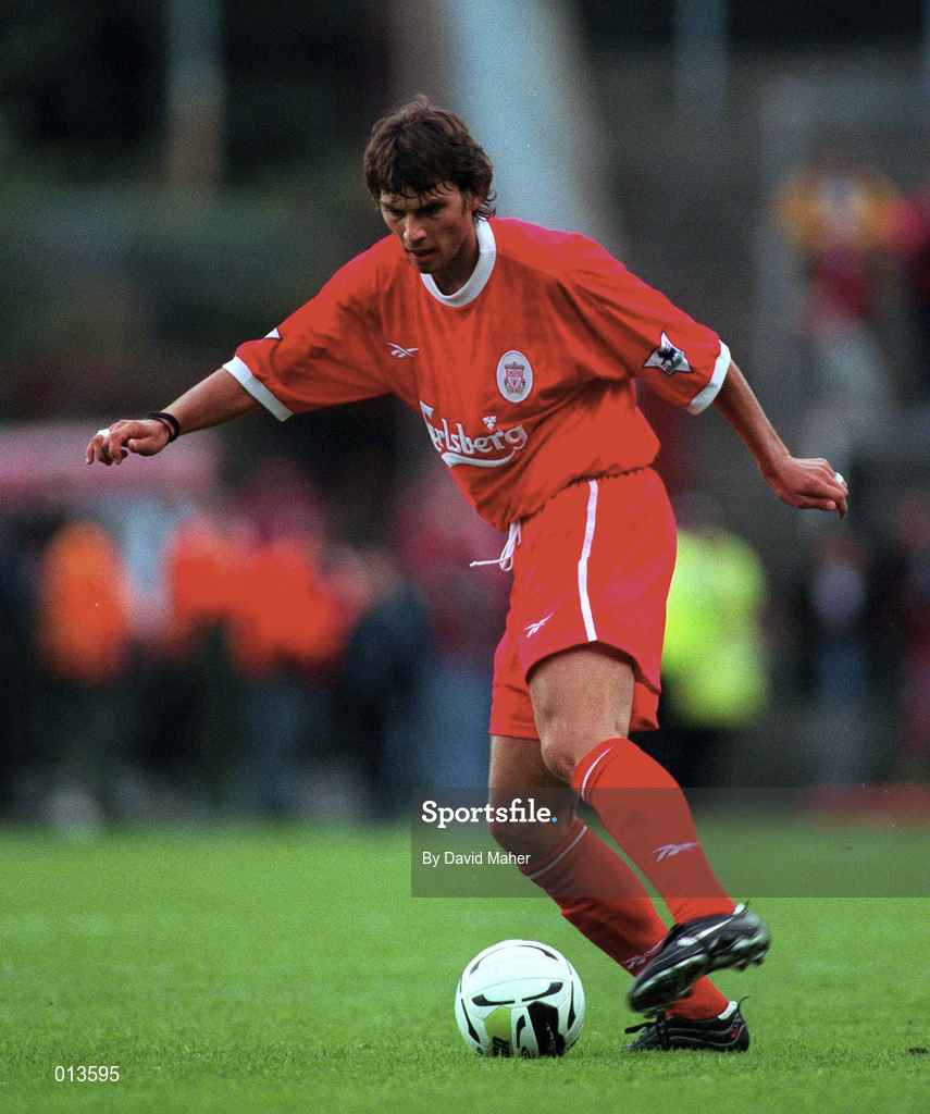 31 July 1998; Patrik Berger of Liverpool during the Carlsberg Trophy match between St Patrick's Athletic and Liverpool at Lansdowne Road in Dublin. Photo by David Maher/Sportsfile