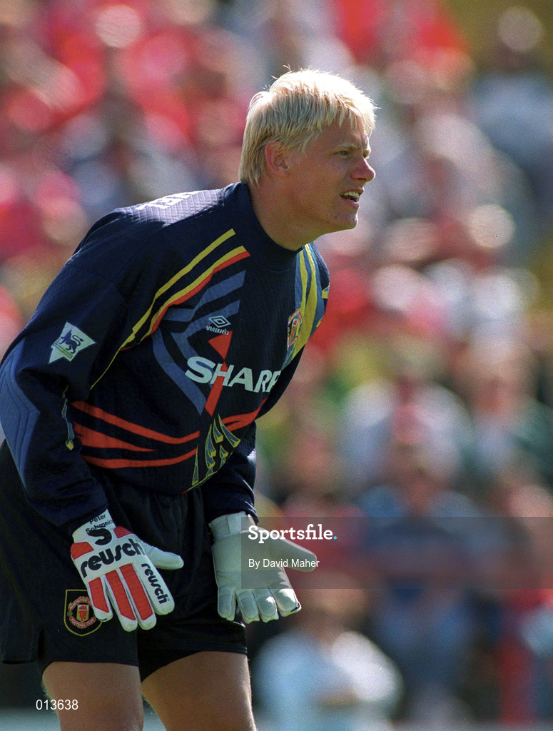 1 August 1994; Peter Schmeichel of Manchester United during the pre-season friendly match between Shelbourne and Manchester United at Tolka Park in Dublin. Photo by David Maher/Sportsfile