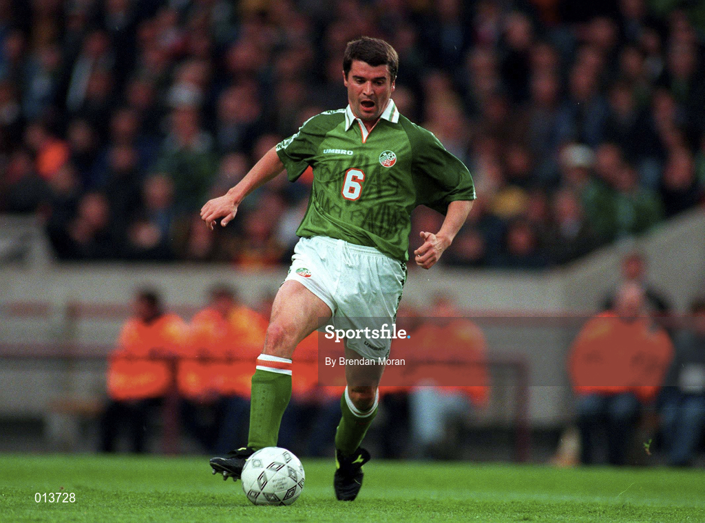 21 May 1997; Roy Keane of Republic of Ireland during the FIFA World Cup 1998 Group 8 Qualifying match between Republic of Ireland and Liechtenstein at Lansdowne Road in Dublin. Photo by Brendan Moran/Sportsfile