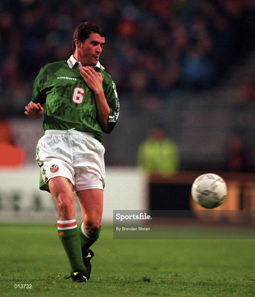21 May 1997; Roy Keane of Republic of Ireland during the FIFA World Cup 1998 Group 8 Qualifying match between Republic of Ireland and Liechtenstein at Lansdowne Road in Dublin. Photo by Brendan Moran/Sportsfile