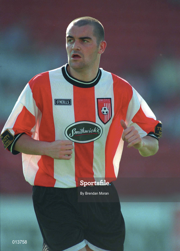 20 September 1998; Sean Hargan of Derry City during the Harp Lager National League Premier Division match between Shamrock Rovers and Derry City at Tolka Park in Dublin. Photo by Brendan Moran/Sportsfile