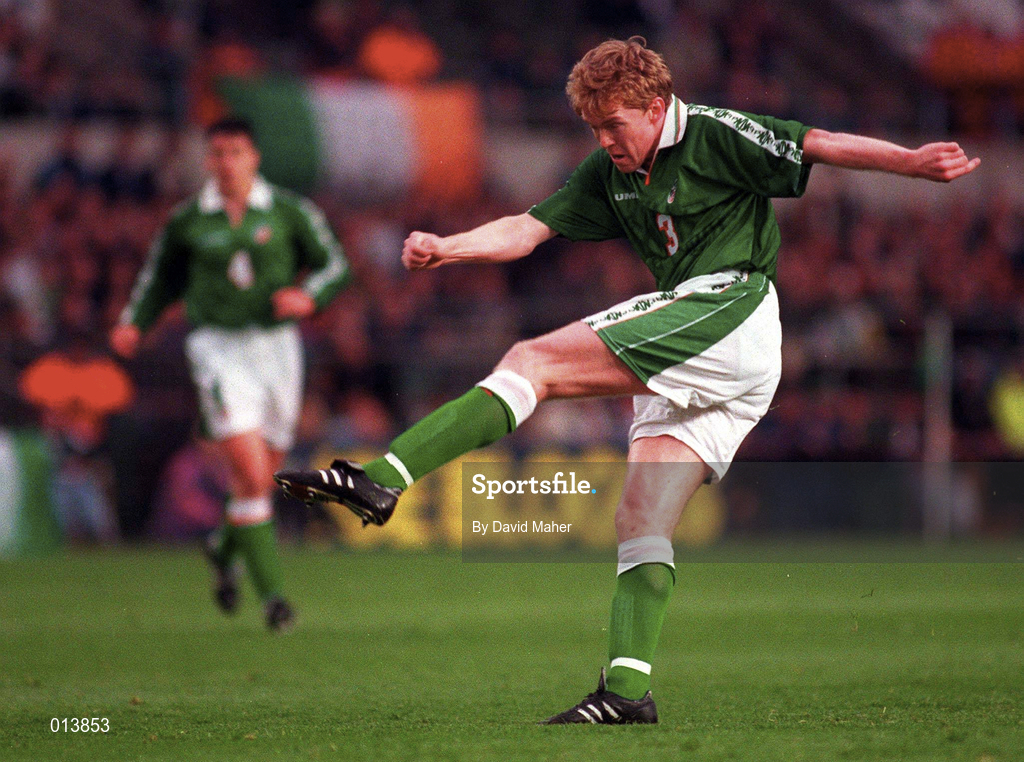21 May 1997; Steve Staunton of Republic of Ireland during the FIFA World Cup 1998 Group 8 Qualifying match between Republic of Ireland and Liechtenstein at Lansdowne Road in Dublin. Photo by David Maher/Sportsfile