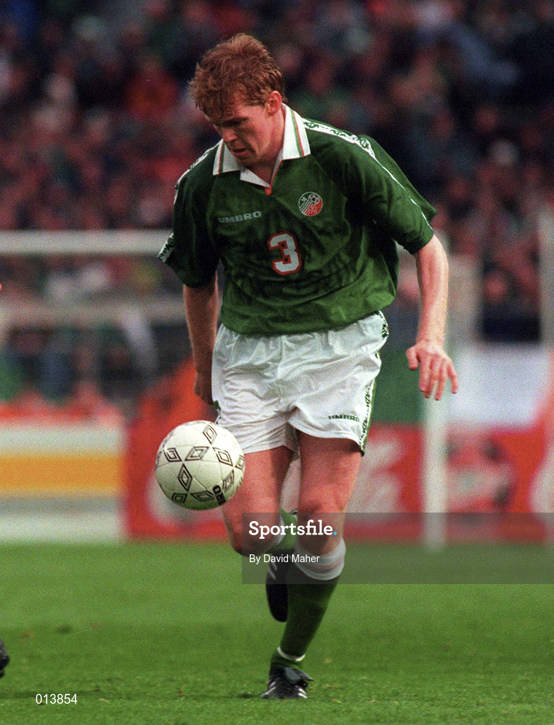 21 May 1997; Steve Staunton of Republic of Ireland during the FIFA World Cup 1998 Group 8 Qualifying match between Republic of Ireland and Liechtenstein at Lansdowne Road in Dublin. Photo by David Maher/Sportsfile