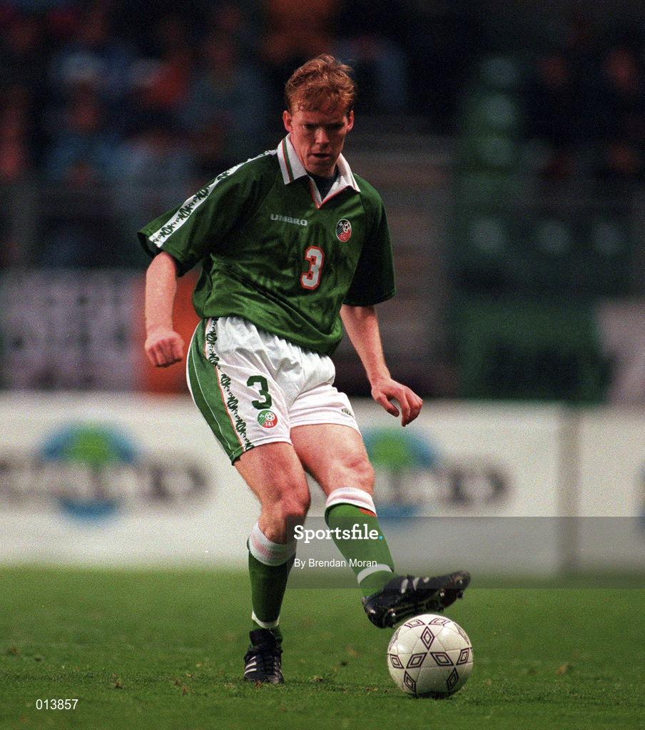 21 May 1997; Steve Staunton of Republic of Ireland during the FIFA World Cup 1998 Group 8 Qualifying match between Republic of Ireland and Liechtenstein at Lansdowne Road in Dublin. Photo by Brendan Moran/Sportsfile