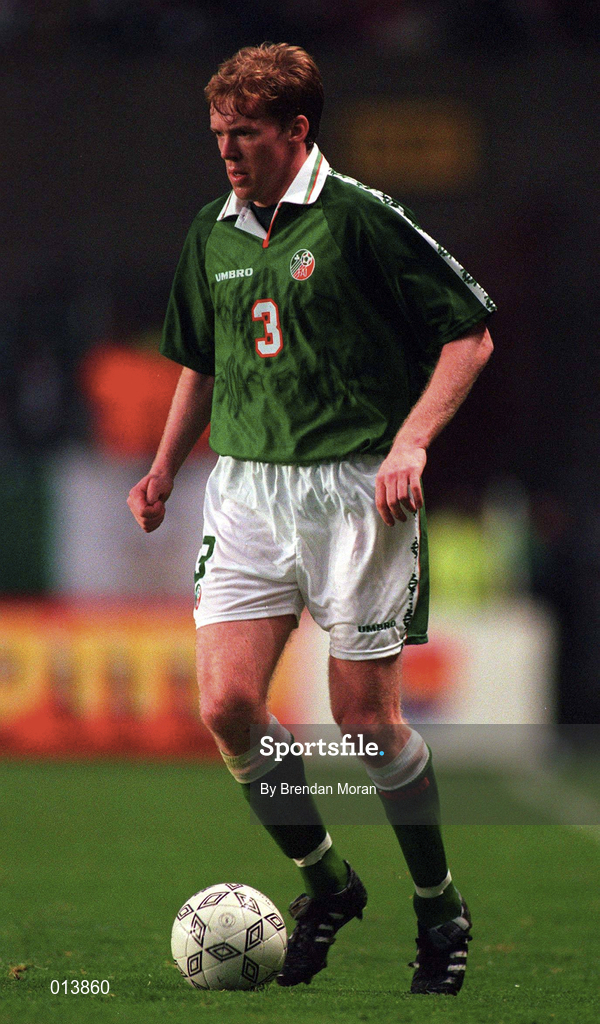 21 May 1997; Steve Staunton of Republic of Ireland during the FIFA World Cup 1998 Group 8 Qualifying match between Republic of Ireland and Liechtenstein at Lansdowne Road in Dublin. Photo by Brendan Moran/Sportsfile