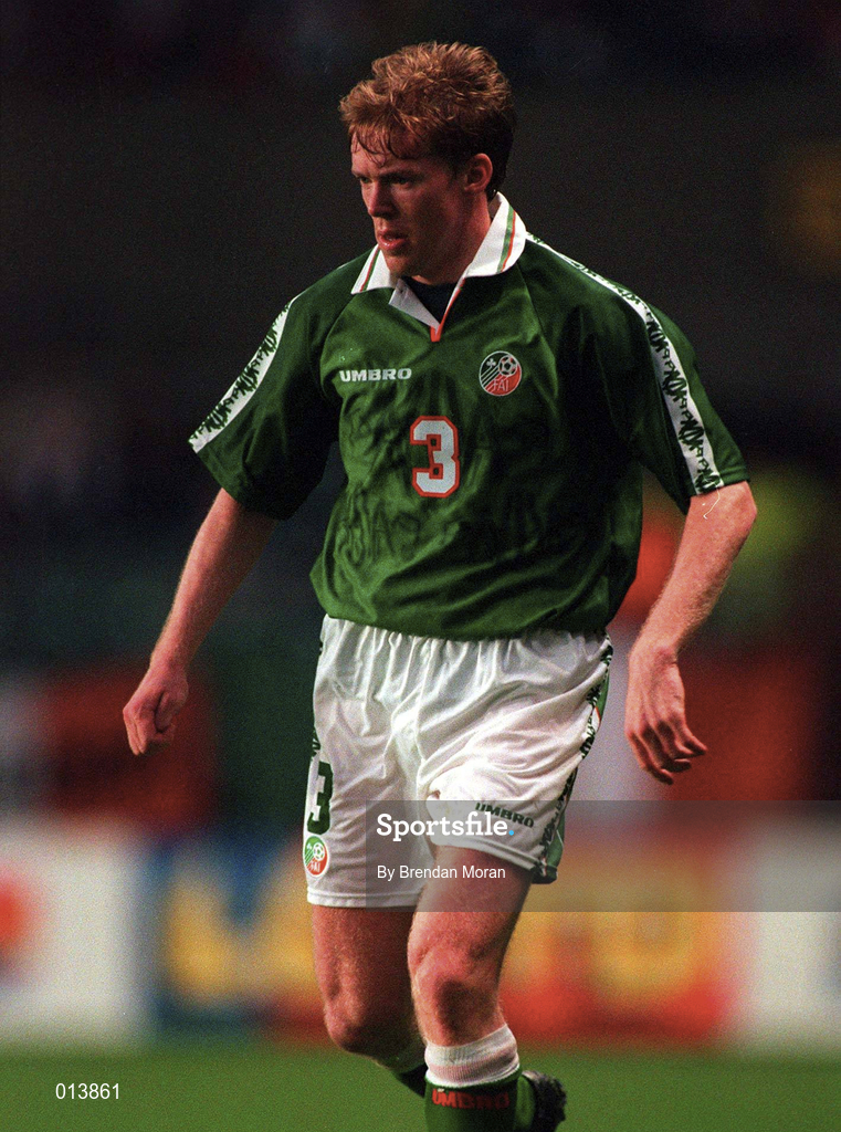 21 May 1997; Steve Staunton of Republic of Ireland during the FIFA World Cup 1998 Group 8 Qualifying match between Republic of Ireland and Liechtenstein at Lansdowne Road in Dublin. Photo by Brendan Moran/Sportsfile