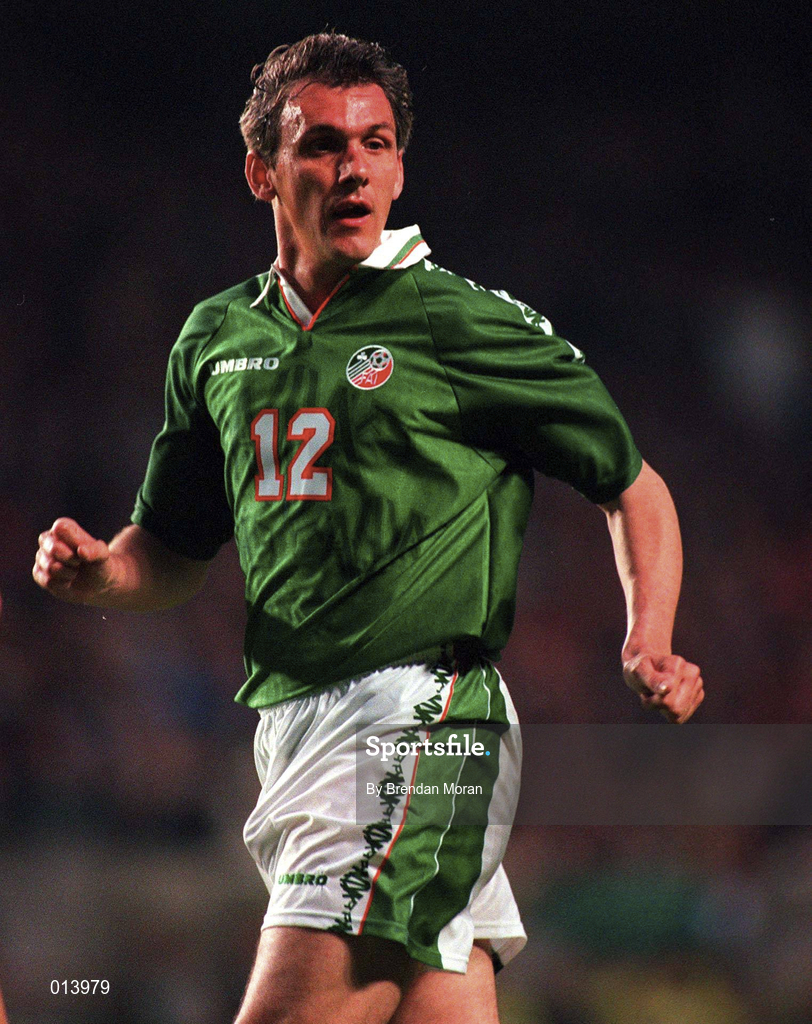 21 May 1997; Tony Cascarino of Republic of Ireland during the FIFA World Cup 1998 Group 8 Qualifying match between Republic of Ireland and Liechtenstein at Lansdowne Road in Dublin. Photo by Brendan Moran/Sportsfile