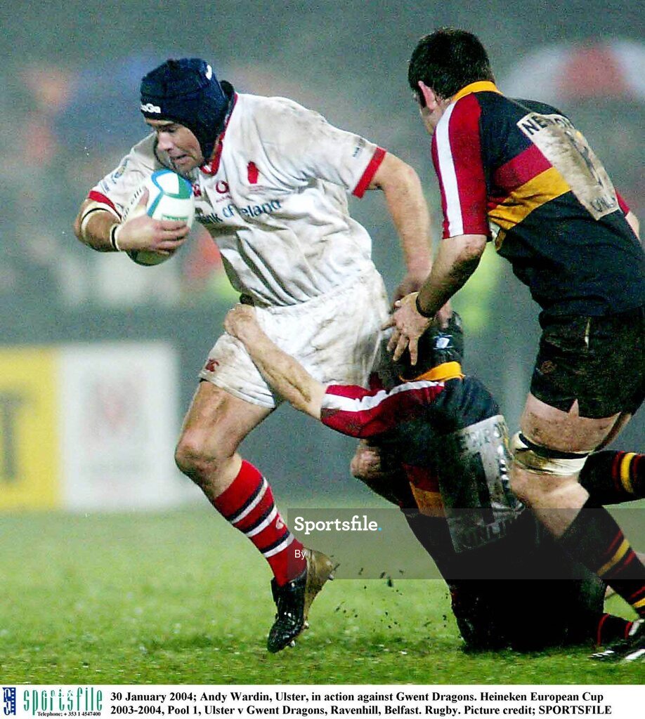 30 January 2004; Andy Ward, Ulster, in action against Gwent Dragons. Heineken European Cup 2003-2004, Pool 1, Ulster v Gwent Dragons, Ravenhill, Belfast. Rugby. Picture credit; SPORTSFILE *EDI*