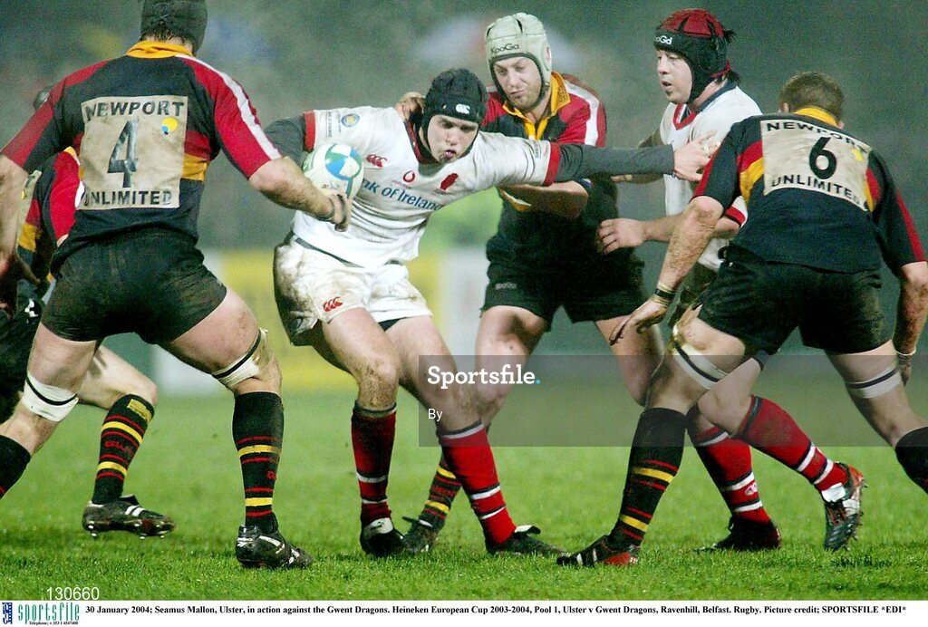 30 January 2004; Seamus Mallon, Ulster, in action against the Gwent Dragons. Heineken European Cup 2003-2004, Pool 1, Ulster v Gwent Dragons, Ravenhill, Belfast. Rugby. Picture credit; SPORTSFILE *EDI*