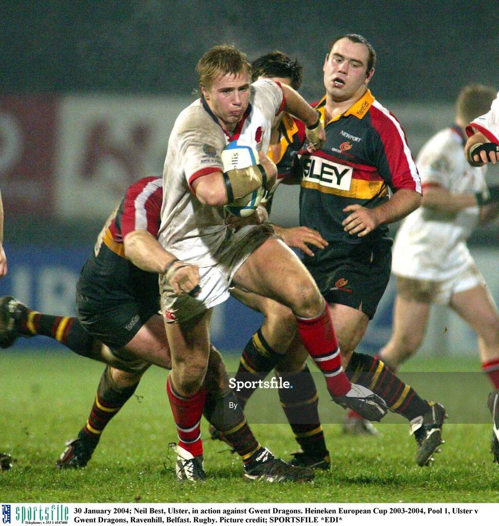 30 January 2004; Neil Best, Ulster, in action against Gwent Dragons. Heineken European Cup 2003-2004, Pool 1, Ulster v Gwent Dragons, Ravenhill, Belfast. Rugby. Picture credit; SPORTSFILE *EDI*