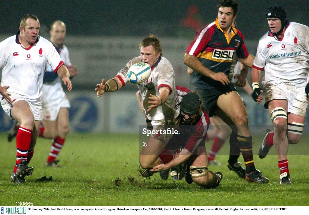 30 January 2004; Neil Best, Ulster, in action against Gwent Dragons. Heineken European Cup 2003-2004, Pool 1, Ulster v Gwent Dragons, Ravenhill, Belfast. Rugby. Picture credit; SPORTSFILE *EDI*
