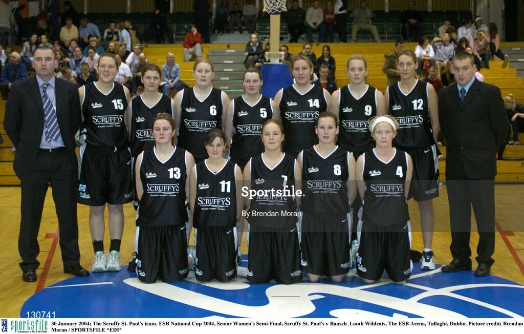 30 January 2004; The Scruffy St. Paul's team. ESB National Cup 2004, Senior Women's Semi-Final, Scruffy St. Paul's v Bausch & Lomb Wildcats, The ESB Arena, Tallaght, Dublin. Picture credit; Brendan Moran / SPORTSFILE *EDI*