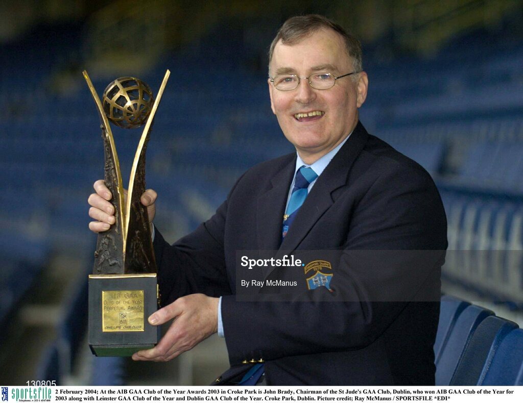 2 February 2004; At the AIB GAA Club of the Year Awards 2003 in Croke Park is John Brady, Chairman of the St Jude's GAA Club, Dublin, who won AIB GAA Club of the Year for 2003 along with Leinster GAA Club of the Year and Dublin GAA Club of the Year. Croke Park, Dublin. Picture credit; Ray McManus / SPORTSFILE *EDI*