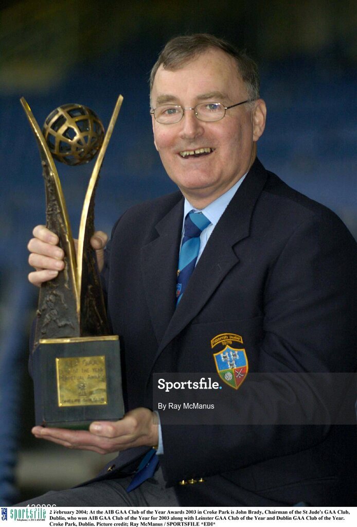 2 February 2004; At the AIB GAA Club of the Year Awards 2003 in Croke Park is John Brady, Chairman of the St Jude's GAA Club, Dublin, who won AIB GAA Club of the Year for 2003 along with Leinster GAA Club of the Year and Dublin GAA Club of the Year. Croke Park, Dublin. Picture credit; Ray McManus / SPORTSFILE *EDI*