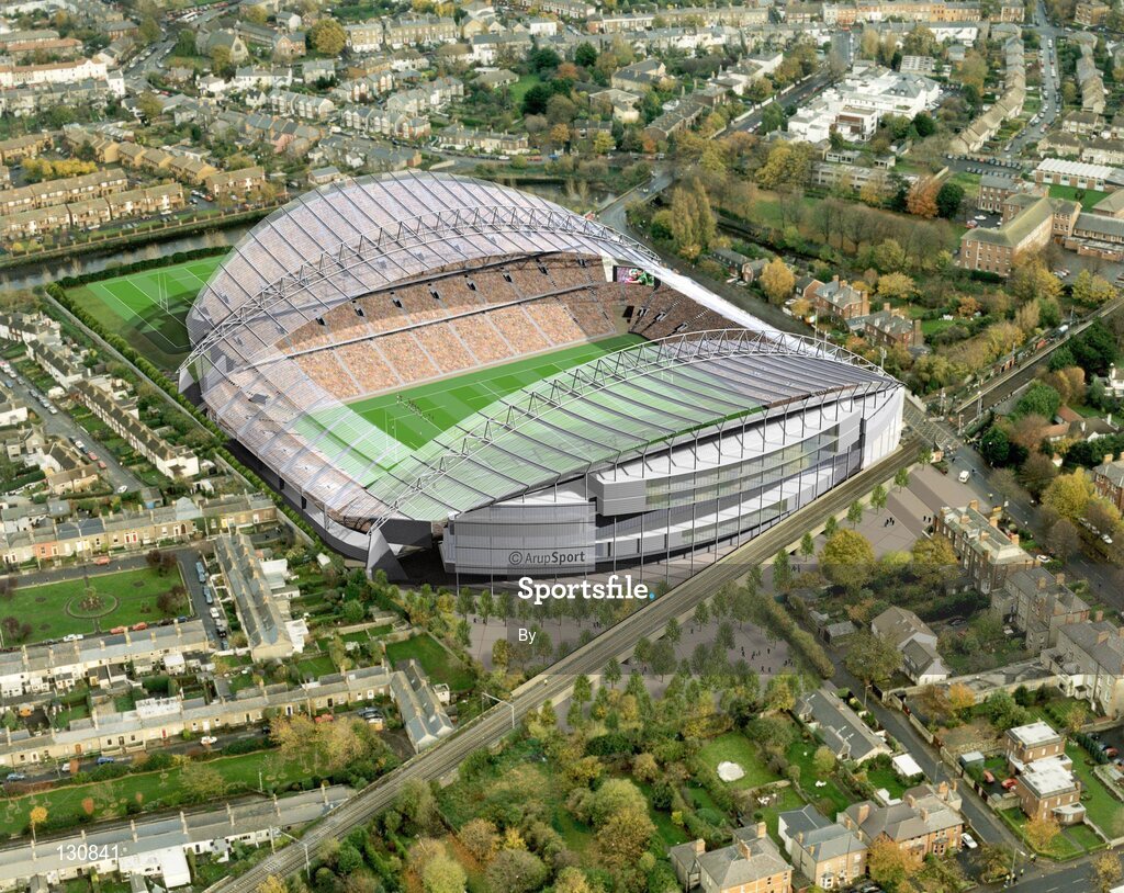 22 January 2004; Electronic Image of the Proposed Redevelopment of Lansdowne Road Stadium, Dublin. Image supplied by Slattery Communications via SPORTSFILE. Use of this image is subject to the following conditions; Image remains copyright of ARUP Consulting Engineers. No alteration may be made, save for cropping, without prior permission of the copyright holder.