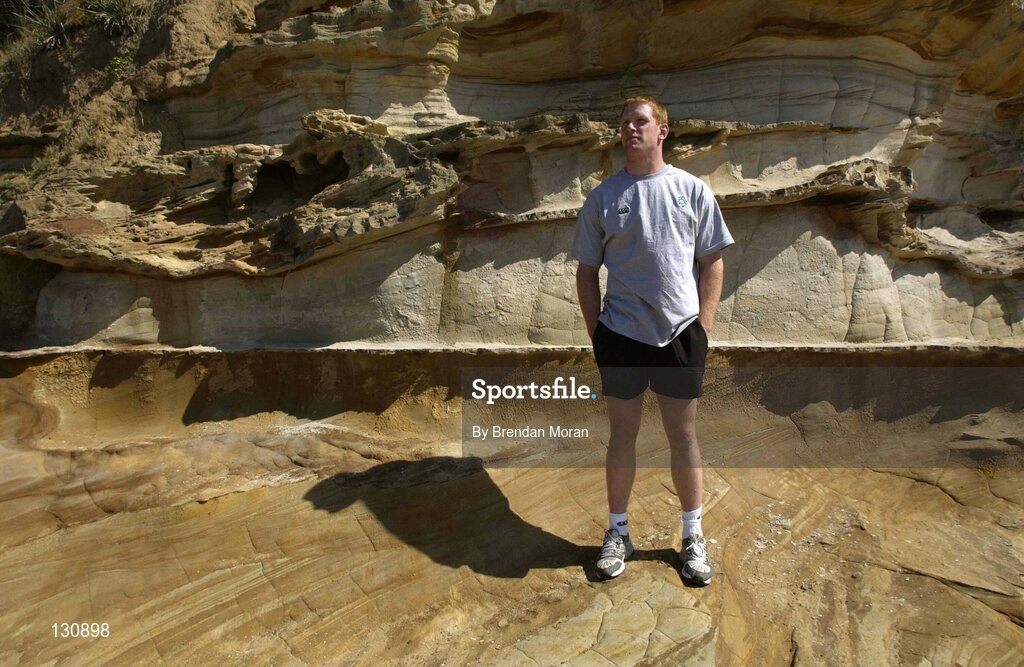 7 October 2003; Ireland's Paul O'Connell pictured on the beach near the team hotel. 2003 Rugby World Cup, Crowne Plaza Hotel, Terrigal, New South Wales, Australia. Picture credit; Brendan Moran / SPORTSFILE