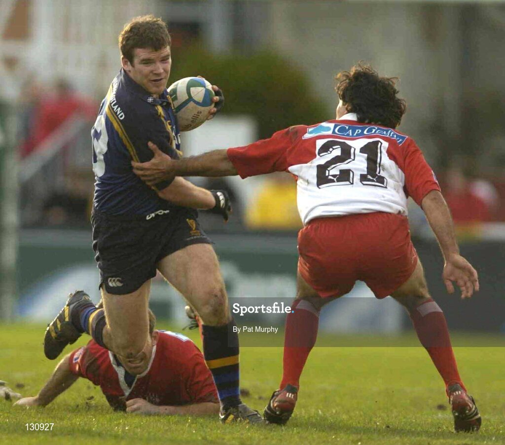 31 January 2004; Gordon D'Arcy, Leinster Lions, in action against Martin Gaitan, Biarritz Olympique. Heineken European Cup 2003-2004, Pool 3, Round 6, Biarritz Olympique v Leinster Lions, Parc des Sports Aguilera, Biarritz, France. Picture credit; Pat Murphy / SPORTSFILE *EDI*